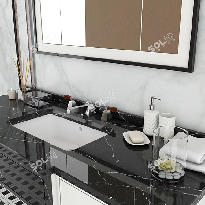 Elegant Bentley Vanity with Marble 3D model image 2