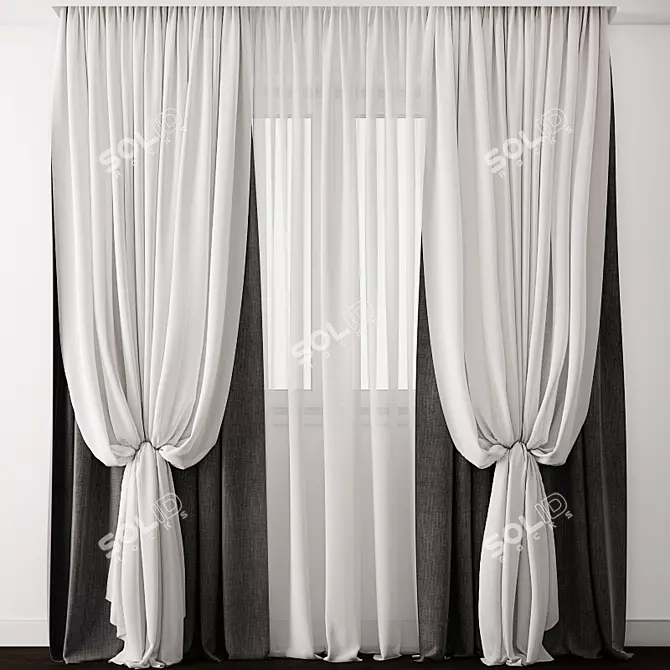 Elegant Detailed Curtain Model 3D model image 1