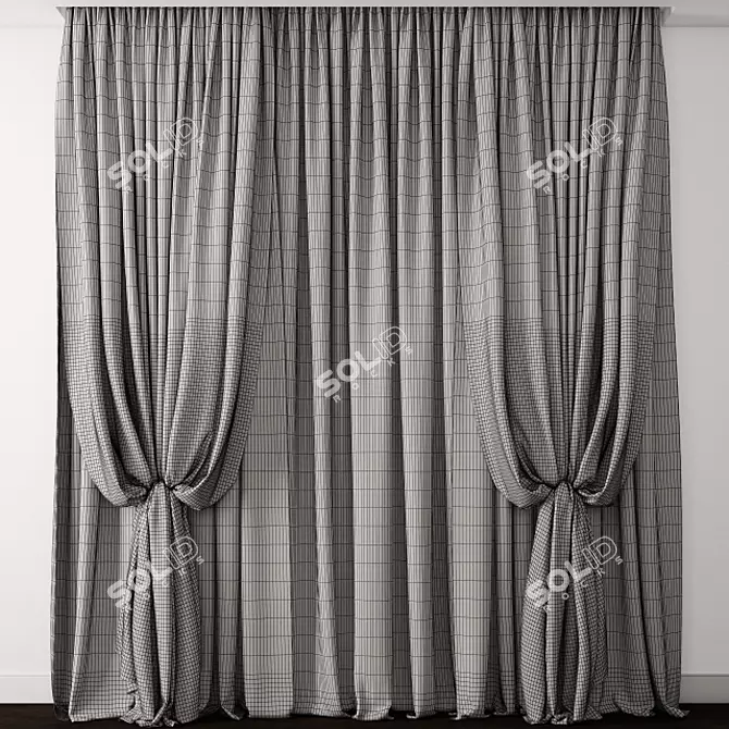 Elegant Detailed Curtain Model 3D model image 2