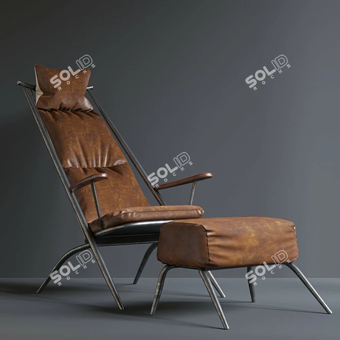 Luxurious Leather Chair with Faux Fur Accent 3D model image 1