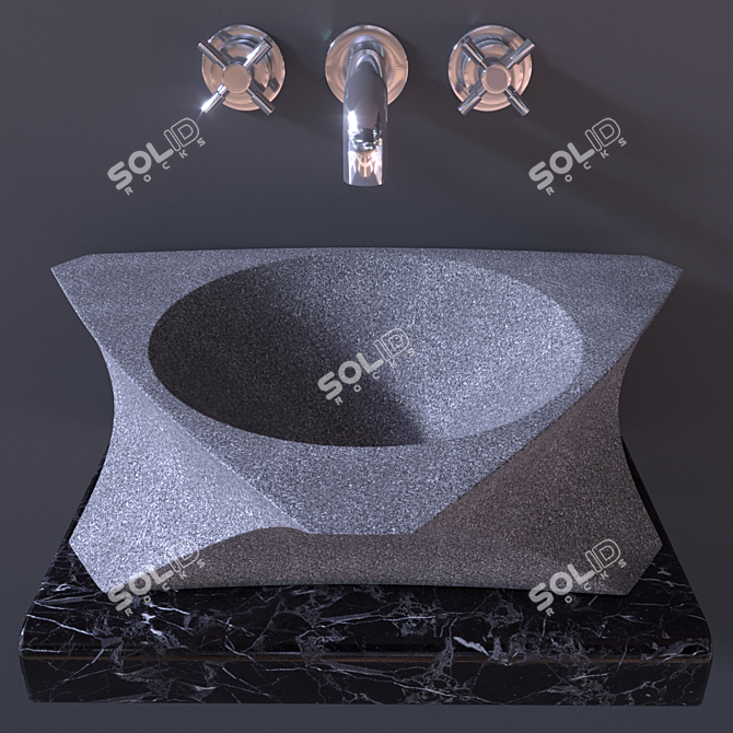 Granite Bathroom Sink - Sheerdecor Prisma 3D model image 1