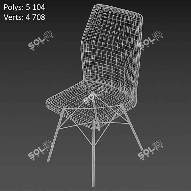 Modern Mustard Yellow Chair with Chrome Metal Frame 3D model image 2