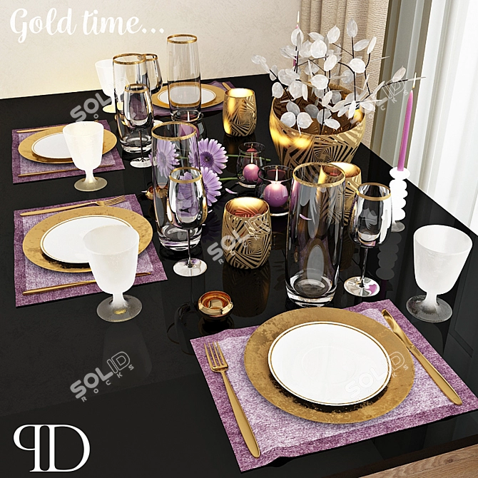 Elegant Table Setting 3D model image 1