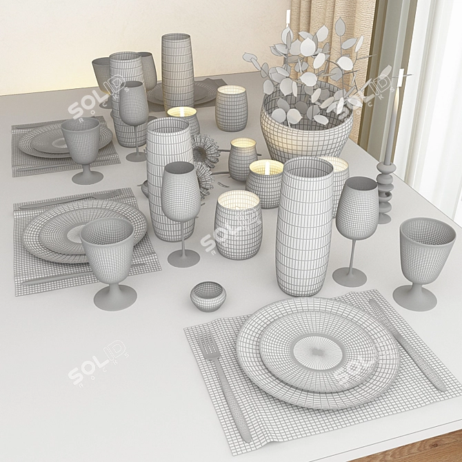 Elegant Table Setting 3D model image 2