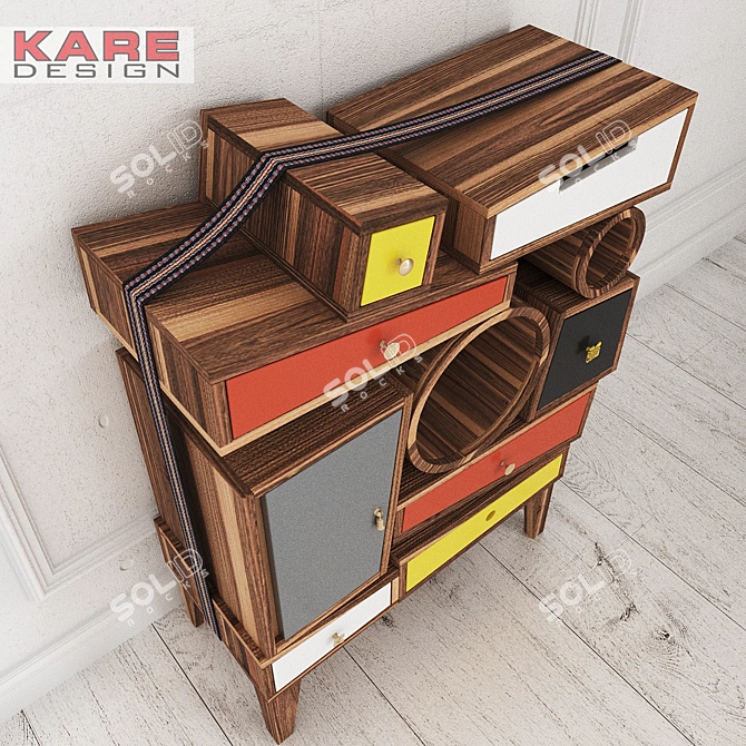 Criss Cross Chest by KARE: Multi-Colored Acacia Storage 3D model image 2