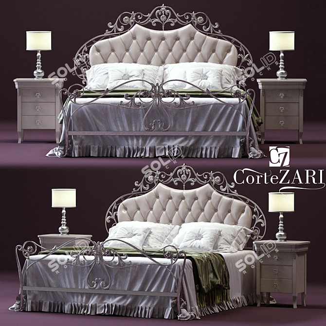 Elegant CorteZARI OLIMPIA Double Bed 3D model image 1