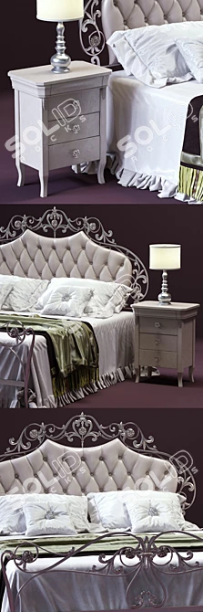Elegant CorteZARI OLIMPIA Double Bed 3D model image 2