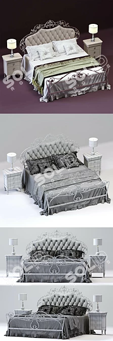 Elegant CorteZARI OLIMPIA Double Bed 3D model image 3
