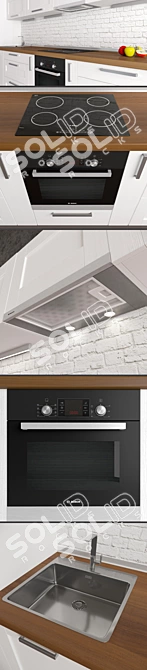 Scandinavian Kitchen Set 3D model image 2