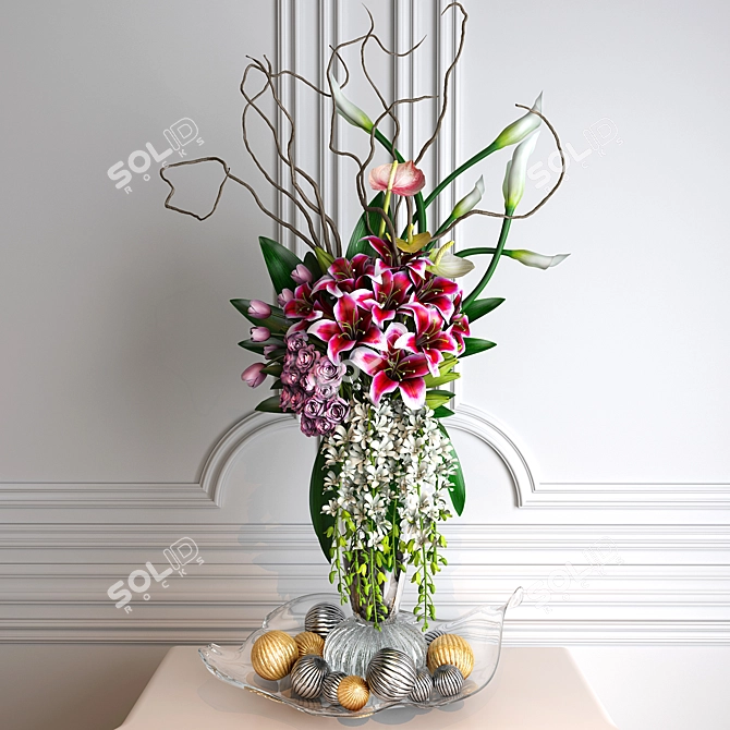 Elegant Blooms: Stunning Flower Arrangements 3D model image 1