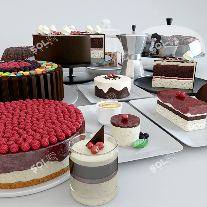 Delicious Delights: Cakes and Desserts 3D model image 2