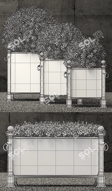 Vintage Inspired Zinc Planters 3D model image 3