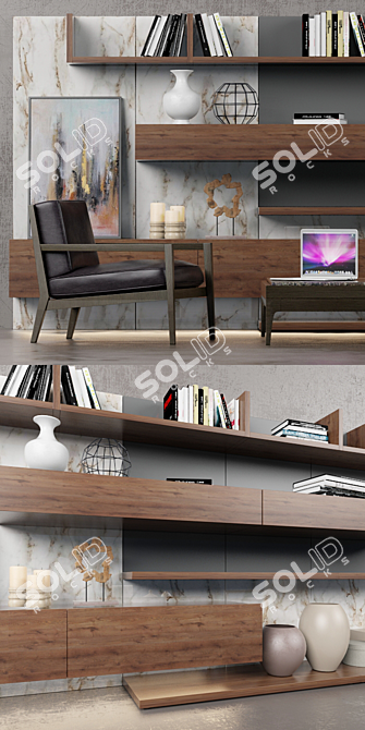 Stylish Misuraemme Set: Wall Tao 10 + Armchair Quadria + Coffee table Antibes 3D model image 2