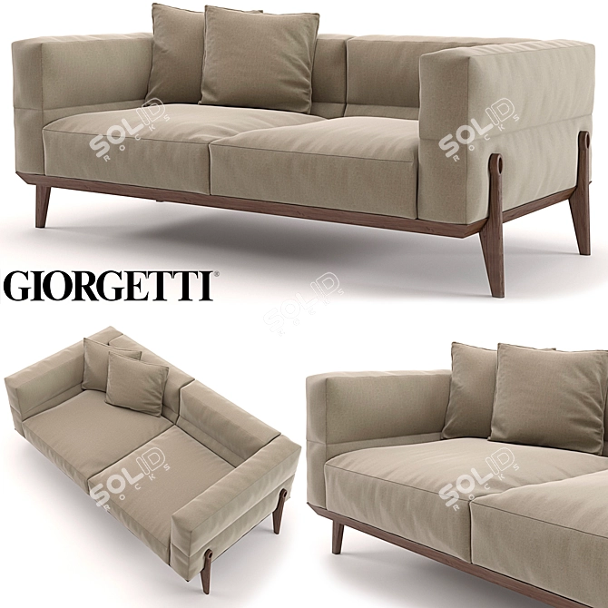 Giorgetti Ago Sofa: Luxe Leather or Soft Fabric 3D model image 1