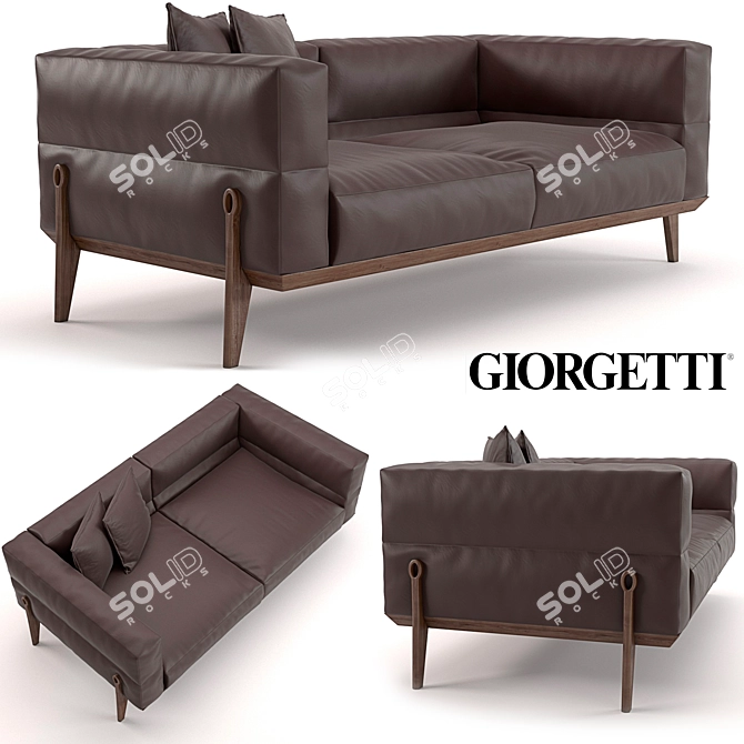 Giorgetti Ago Sofa: Luxe Leather or Soft Fabric 3D model image 2