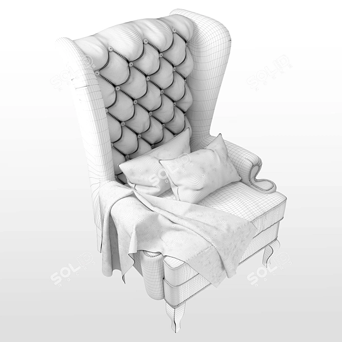 Trent Austin Wingback Chair (PRO) 3D model image 3