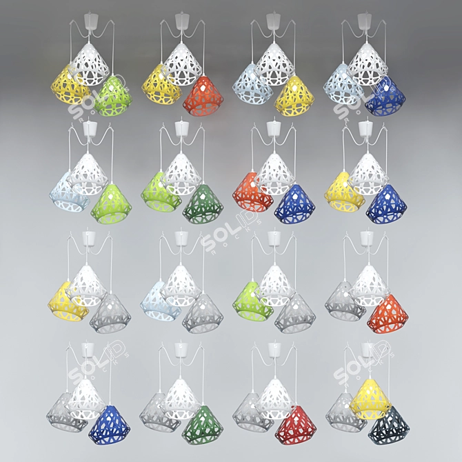 Zaha Light Tri-Color Chandelier 3D model image 2