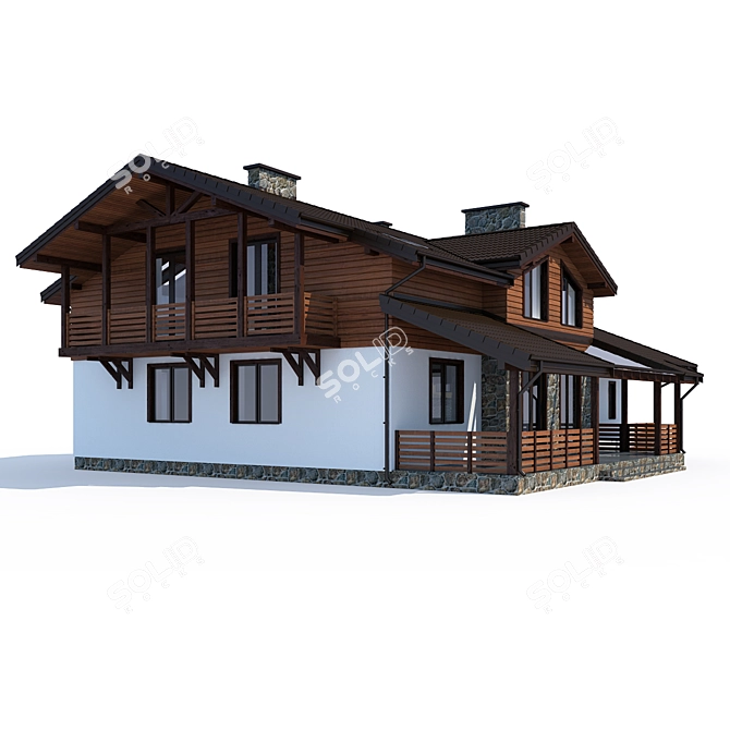 Modern Private House V14 3D model image 2