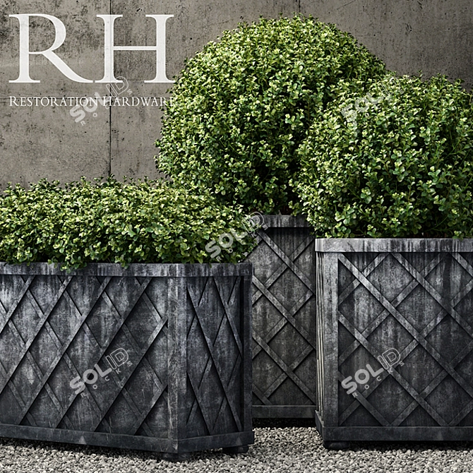 Restoration Hardware Steel Planters 3D model image 1