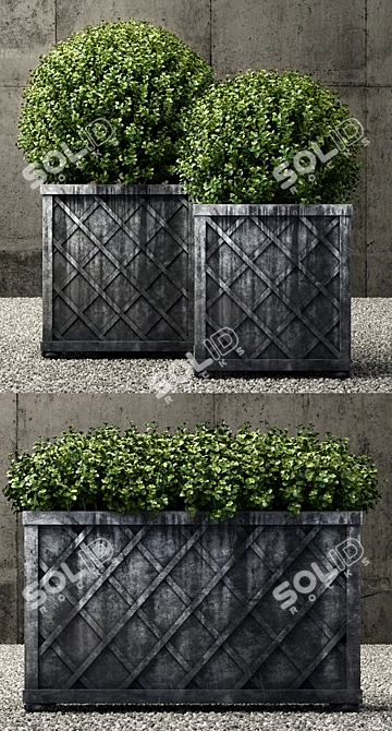 Restoration Hardware Steel Planters 3D model image 2