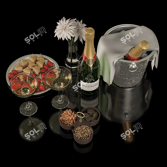 Elegant Bollinger Champagne Set 3D model image 2