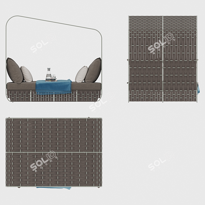 Strips Cabana Daybed: Relax and Unwind 3D model image 3