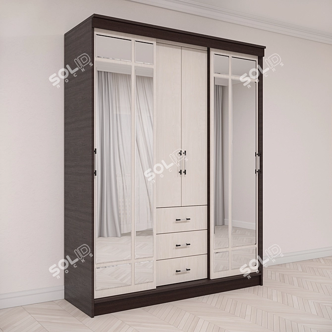 Modern 4-Door Storage Cabinet 3D model image 1