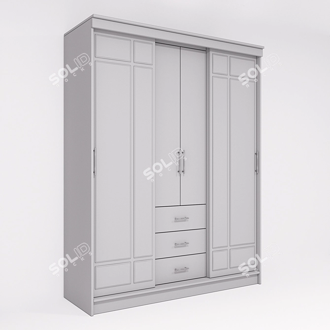 Modern 4-Door Storage Cabinet 3D model image 2