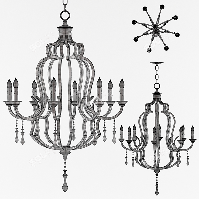 Elegant Waterloo Chandelier: V-Ray Render 3D model image 2