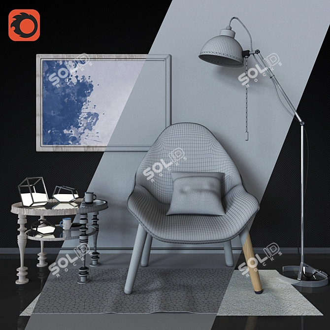 Minimalist Furniture Set 3D model image 2