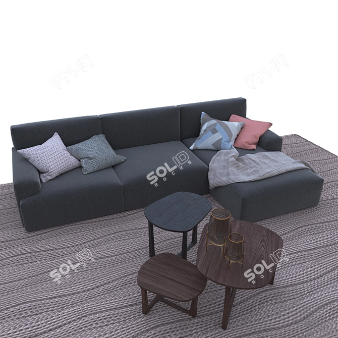 Elegant Poliform Sofa Set 3D model image 2