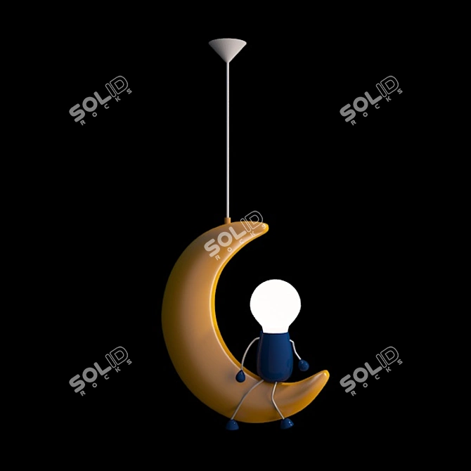 Luminous Moon Pendant Light 3D model image 1