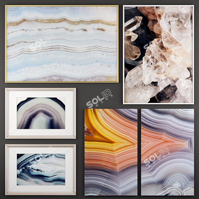 Mineral Masterpieces: Set of 10 Paintings 3D model image 2