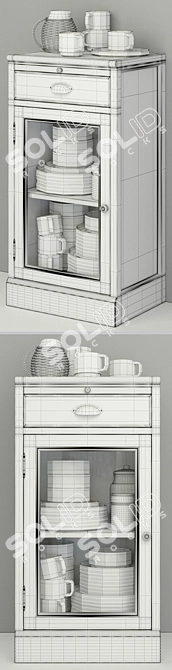 Modular Glass Door Cabinet 3D model image 3