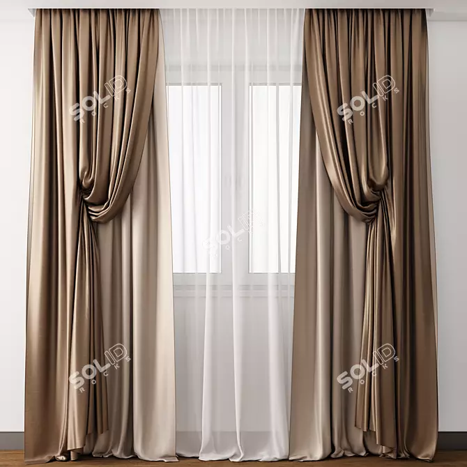 Elegant Curtain Model - Detailed 3D Archive 3D model image 1