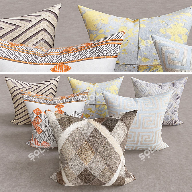 Luxury Decorative Pillows Collection 3D model image 1