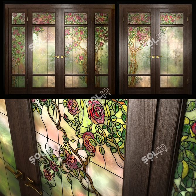 Stained Glass Double Doors Set 3D model image 1