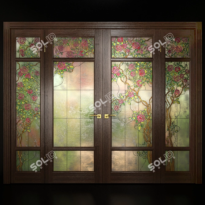 Stained Glass Double Doors Set 3D model image 2