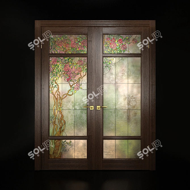 Stained Glass Double Doors Set 3D model image 3