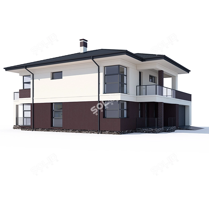 Modern Private House V24 3D model image 2