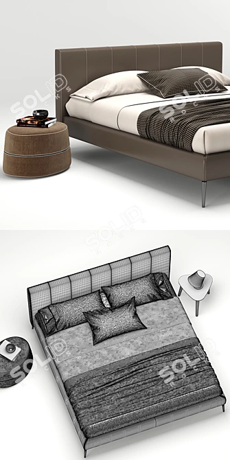 Clio Night Bed: Sleek and Modern 3D model image 3