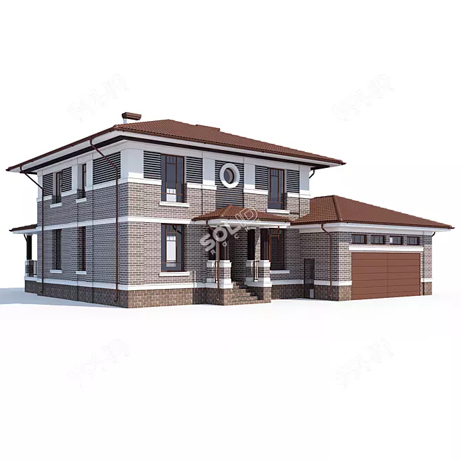 Modern Individual House Design 3D model image 1