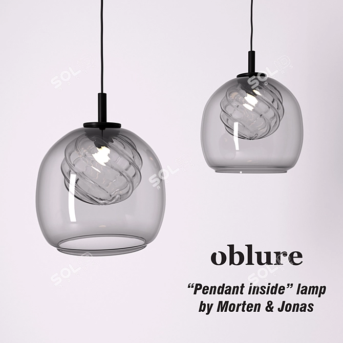 Elegant Glass Pendant Lamp: Morten & Jonas by Oblure 3D model image 1