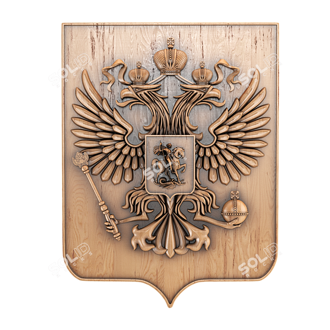 Wooden Russian Coat of Arms 3D model image 1