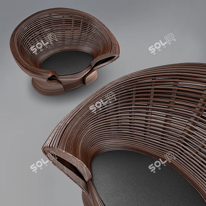 Modern Walnut Bench: Bae Se Hwa! 3D model image 2