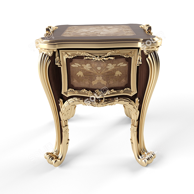 Elegant Louis XV Bedside Table 3D model image 2