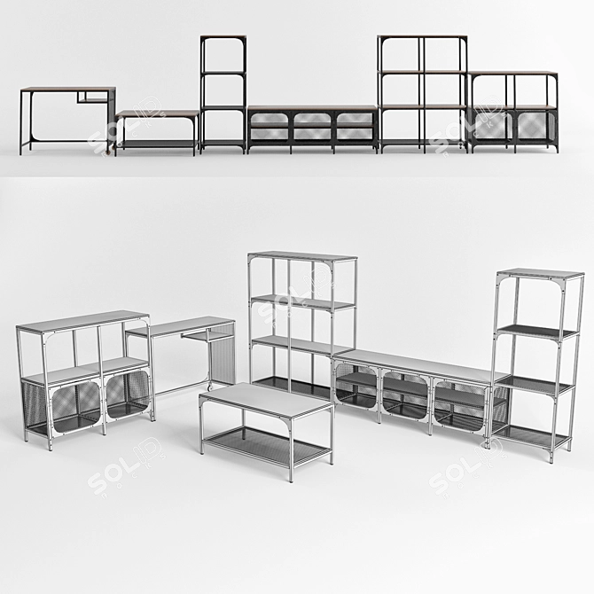 1. FJALLBO Laptop Table - Rustic Metal and Wood Workspace (100x36x75cm)
2. FJALL 3D model image 3