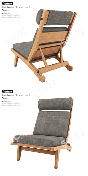 Sleek Low Lounge Chair 3D model image 2