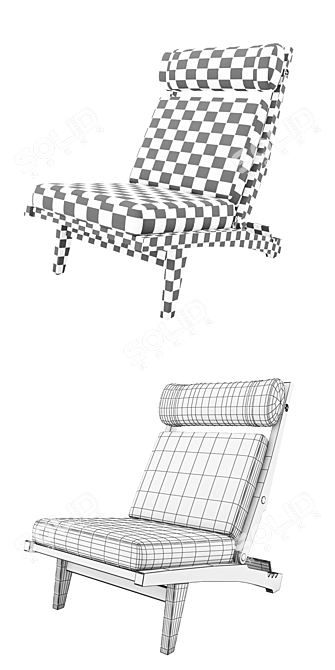 Sleek Low Lounge Chair 3D model image 3