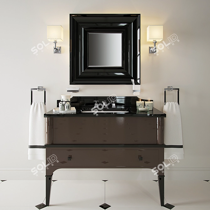 Elegant Devon Suite: Vanity, Mirror, Lamp 3D model image 1